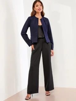 Kostuums En Werkkleding*Lipsy Donkerblauw - - Kraagloze korte blazer