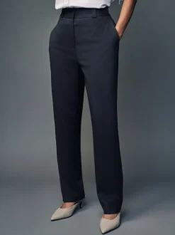Kostuums En Werkkleding|Broeken*Next Donkerblauw - Maatgesneden slim fit broek van stevige stof