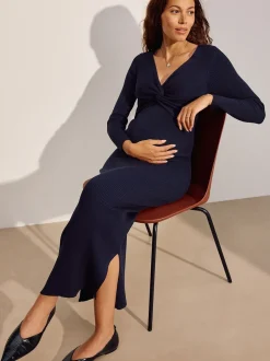 Jurken|Moederschap*Next - Maternity Twist Front Knit Jumper Dress Donkerblauw
