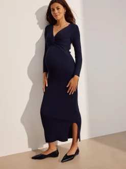 Jurken|Moederschap*Next - Maternity Twist Front Knit Jumper Dress Donkerblauw