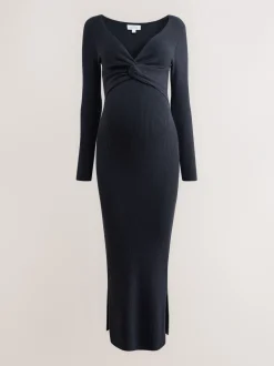 Jurken|Moederschap*Next - Maternity Twist Front Knit Jumper Dress Donkerblauw