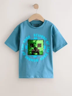 T-Shirts|Tops*Next - Minecraft T-shirt met pailletten (3-16jr) Donkerblauw