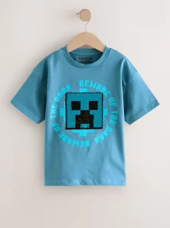 T-Shirts|Tops*Next - Minecraft T-shirt met pailletten (3-16jr) Donkerblauw