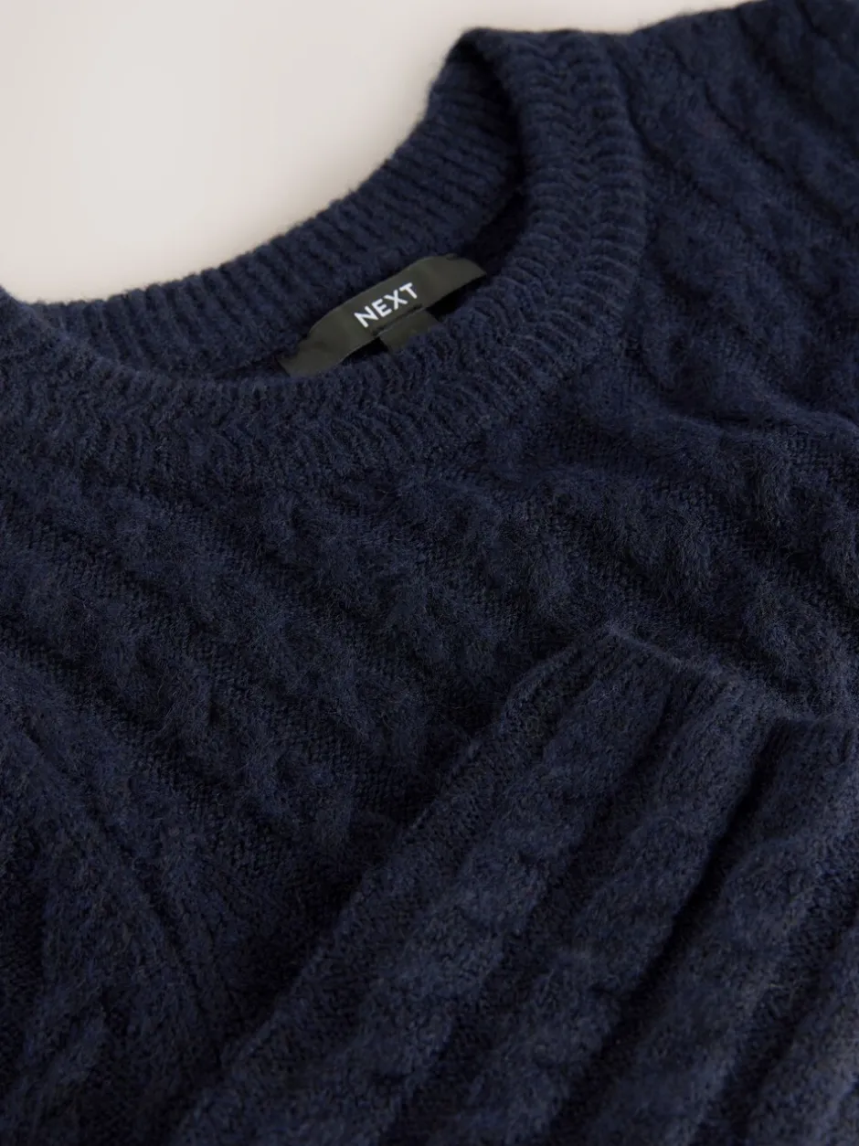 Gebreide Kleding|Jurken*Next - Mini-trui-jurk met kabelpatroon Donkerblauw