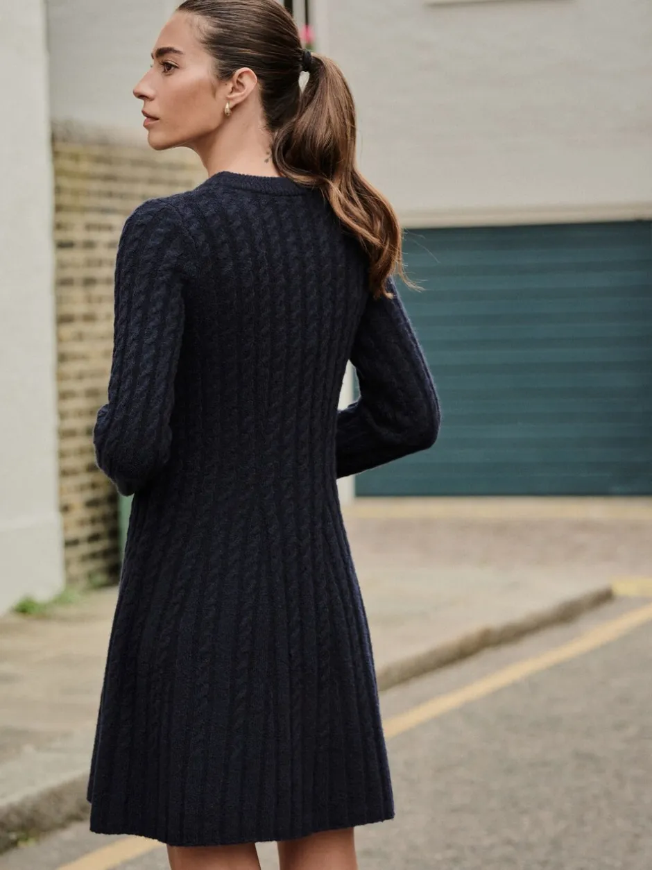 Gebreide Kleding|Jurken*Next - Mini-trui-jurk met kabelpatroon Donkerblauw