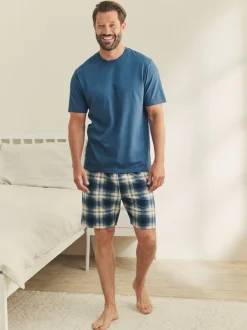 Pyjama's|Loungewear|Next - Motionflex behaaglijke pyjamaset met korte broek Donkerblauw