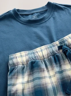 Pyjama's|Loungewear|Next - Motionflex behaaglijke pyjamaset met korte broek Donkerblauw