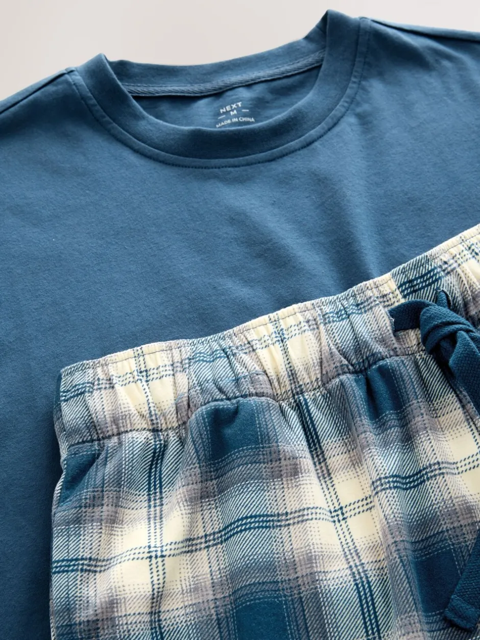 Pyjama's|Loungewear|Next - Motionflex behaaglijke pyjamaset met korte broek Donkerblauw