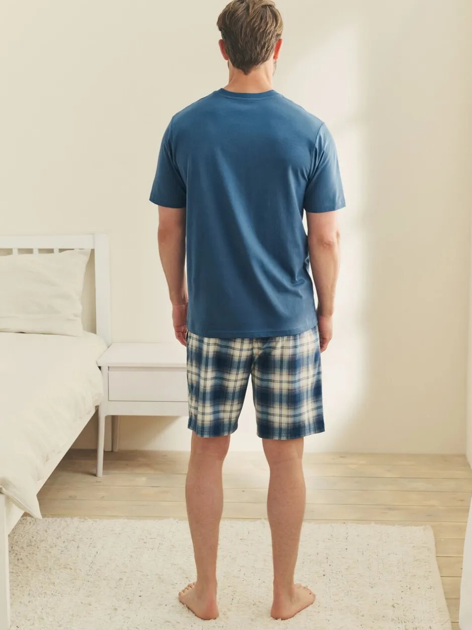 Pyjama's|Loungewear|Next - Motionflex behaaglijke pyjamaset met korte broek Donkerblauw