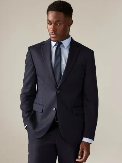 Blazers En Business-Jasjes|Pakken*Next - Normale Pasvorm - Kostuum met textuur: colbert Donkerblauw