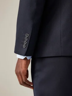 Blazers En Business-Jasjes|Pakken*Next - Normale Pasvorm - Kostuum met textuur: colbert Donkerblauw