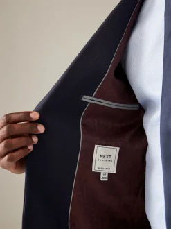 Blazers En Business-Jasjes|Pakken*Next - Normale Pasvorm - Kostuum met textuur: colbert Donkerblauw