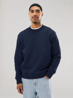 Sweaters En Hoody´S|Sweaters En Hoody´S*Next Donkerblauw - Normale Pasvorm - Heavyweight Cotton Rich Crew Neck Sweatshirt