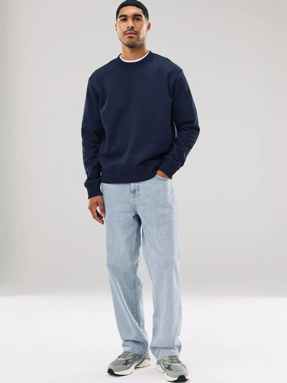 Sweaters En Hoody´S|Sweaters En Hoody´S*Next Donkerblauw - Normale Pasvorm - Heavyweight Cotton Rich Crew Neck Sweatshirt