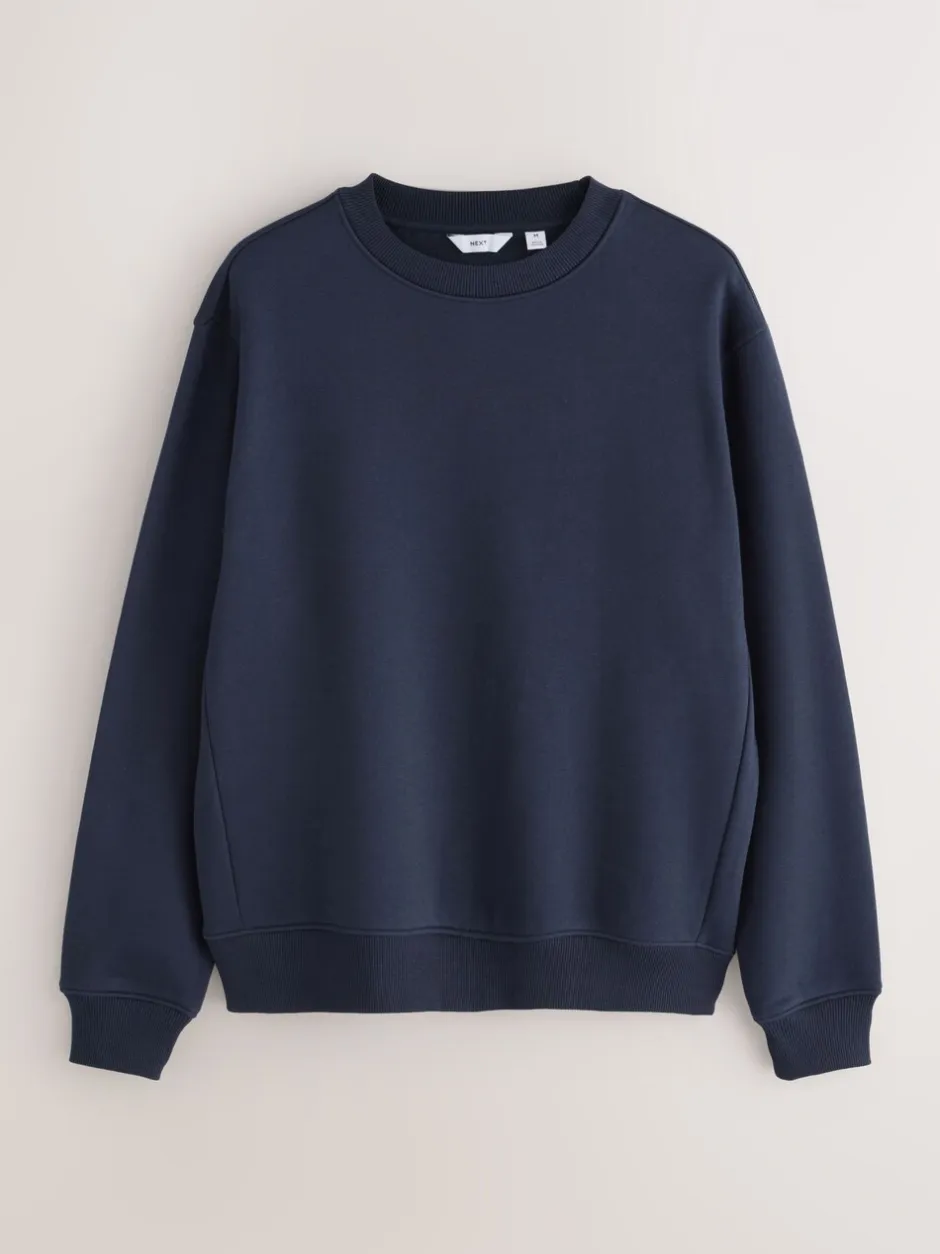 Sweaters En Hoody´S|Sweaters En Hoody´S*Next Donkerblauw - Normale Pasvorm - Heavyweight Cotton Rich Crew Neck Sweatshirt
