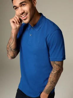 Poloshirts|T-Shirts En Hemden*Next Donkerblauw - Normale Pasvorm - Piqué poloshirt met korte mouwen