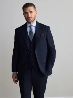 Blazers En Business-Jasjes|Pakken*Next - Normale Pasvorm - Signature Nova Fides 100% Italian Wool Suit Jacket Donkerblauw