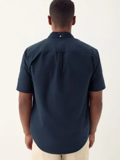 Formele Overhemden|Shirts|Next Donkerblauw - Normale Pasvorm - Oxford-overhemd met korte mouwen