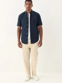 Formele Overhemden|Shirts|Next Donkerblauw - Normale Pasvorm - Oxford-overhemd met korte mouwen