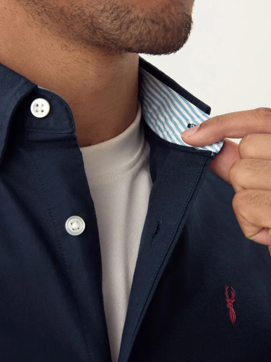 Formele Overhemden|Shirts|Next Donkerblauw - Normale Pasvorm - Oxford-overhemd met korte mouwen