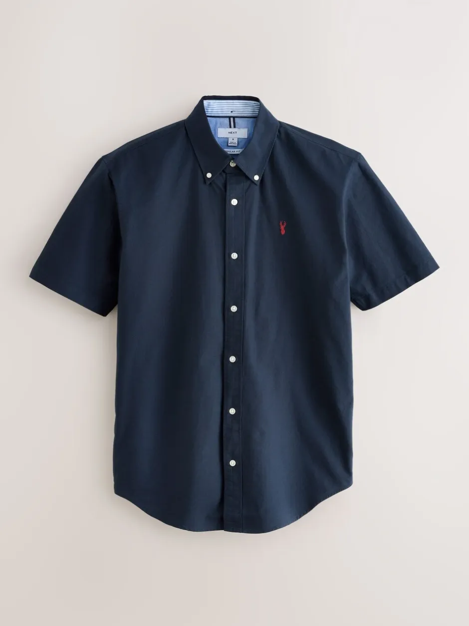 Formele Overhemden|Shirts|Next Donkerblauw - Normale Pasvorm - Oxford-overhemd met korte mouwen