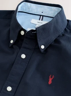 Formele Overhemden|Shirts|Next Donkerblauw - Normale Pasvorm - Oxford-overhemd met korte mouwen