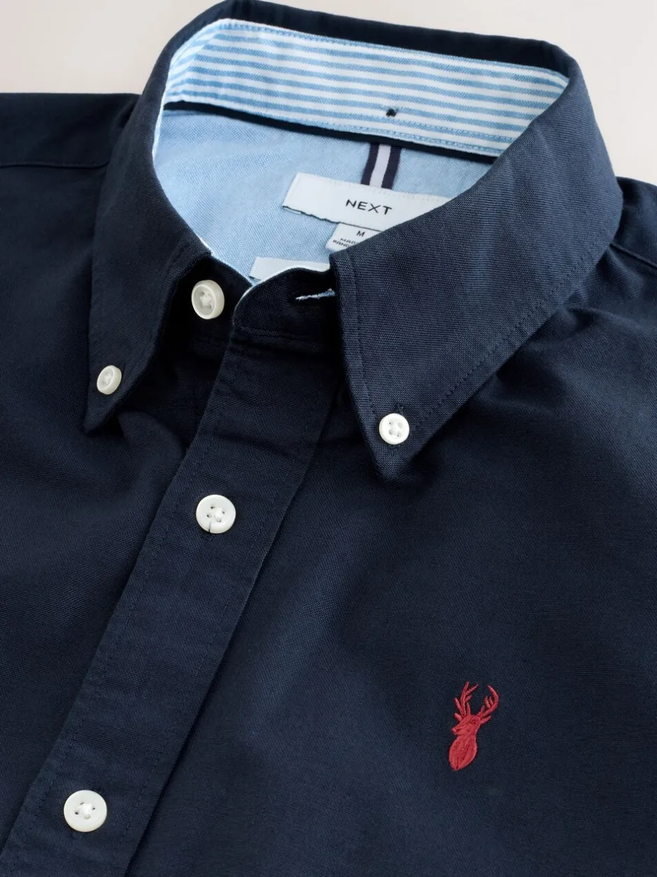 Formele Overhemden|Shirts|Next Donkerblauw - Normale Pasvorm - Oxford-overhemd met korte mouwen
