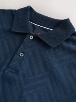 Poloshirts|T-Shirts En Hemden|Next Donkerblauw - Normale Pasvorm - Net jacquard poloshirt