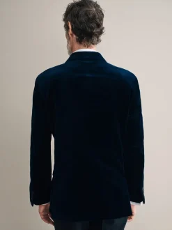 Smokings En Feestkleding|Next - Normale Pasvorm - Signature Pontoglio Italiaanse fluwelen blazer Donkerblauw
