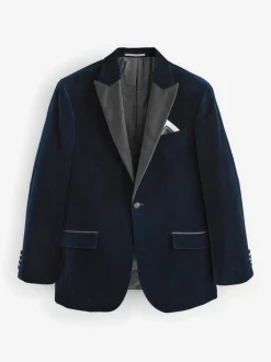 Smokings En Feestkleding|Next - Normale Pasvorm - Signature Pontoglio Italiaanse fluwelen blazer Donkerblauw
