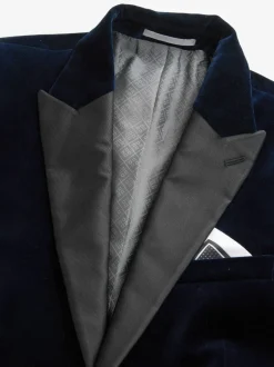 Smokings En Feestkleding|Next - Normale Pasvorm - Signature Pontoglio Italiaanse fluwelen blazer Donkerblauw
