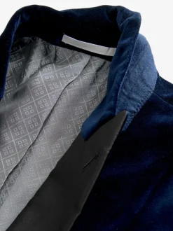 Smokings En Feestkleding|Next - Normale Pasvorm - Signature Pontoglio Italiaanse fluwelen blazer Donkerblauw
