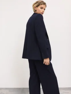 Kostuums En Werkkleding|Next - Op maat gemaakte blazer met enkele rij knopen van wol Donkerblauw