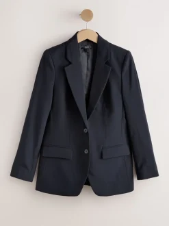 Kostuums En Werkkleding|Next - Op maat gemaakte blazer met enkele rij knopen van wol Donkerblauw