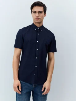 Shirts*Next - Oxford overhemd met stretch en korte mouwen Donkerblauw