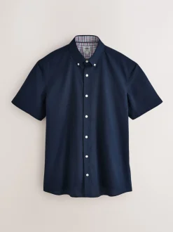 Shirts*Next - Oxford overhemd met stretch en korte mouwen Donkerblauw