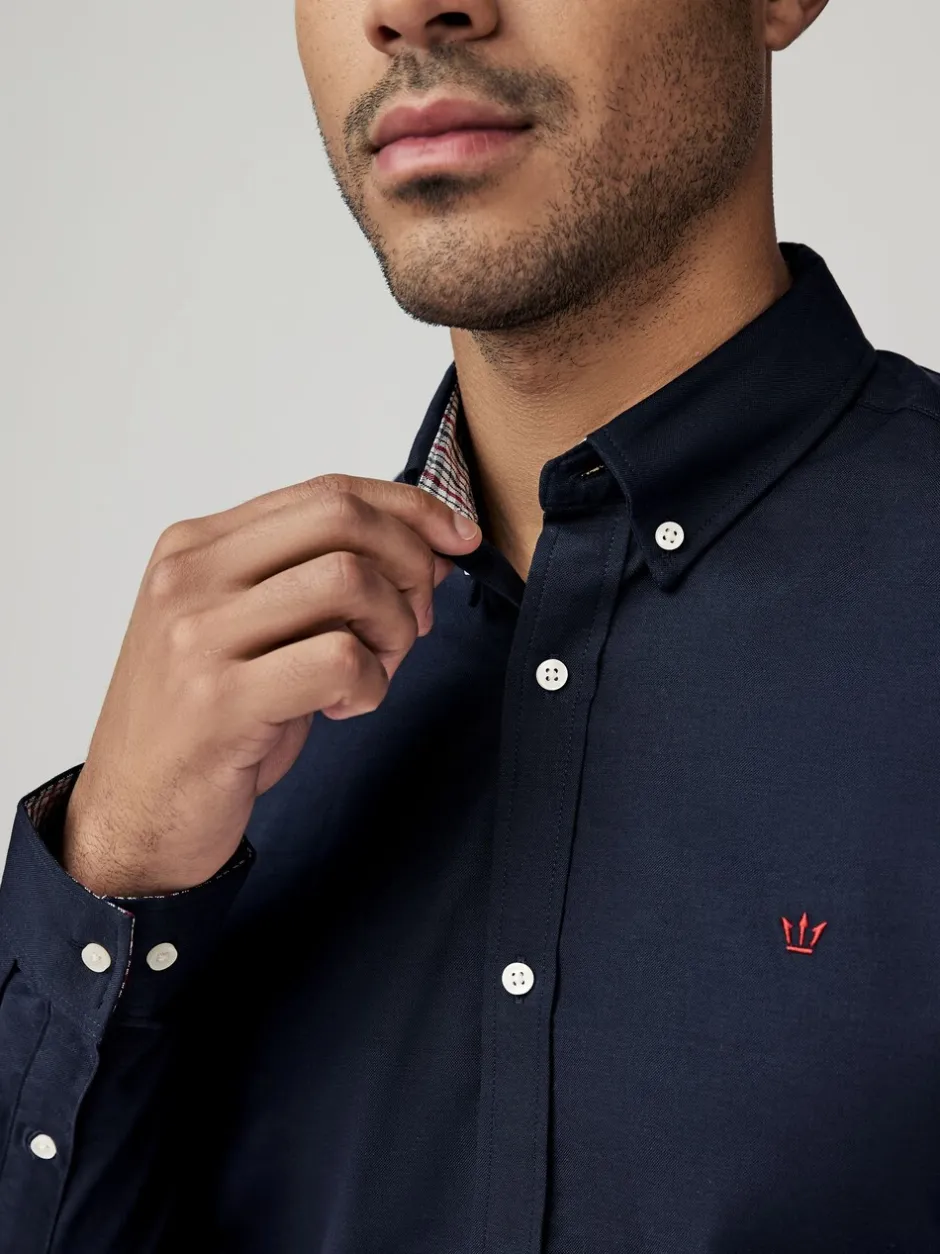 Formele Overhemden|Shirts|Next Donkerblauw - Oxford-stretchoverhemd met lange mouwen