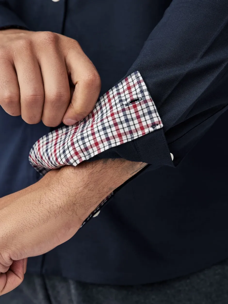 Formele Overhemden|Shirts|Next Donkerblauw - Oxford-stretchoverhemd met lange mouwen