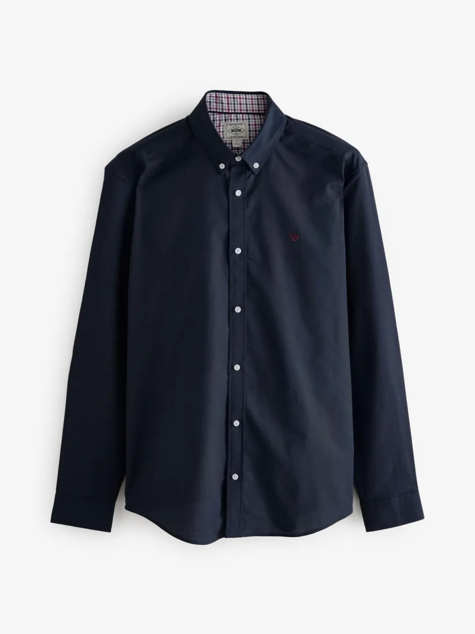 Formele Overhemden|Shirts|Next Donkerblauw - Oxford-stretchoverhemd met lange mouwen
