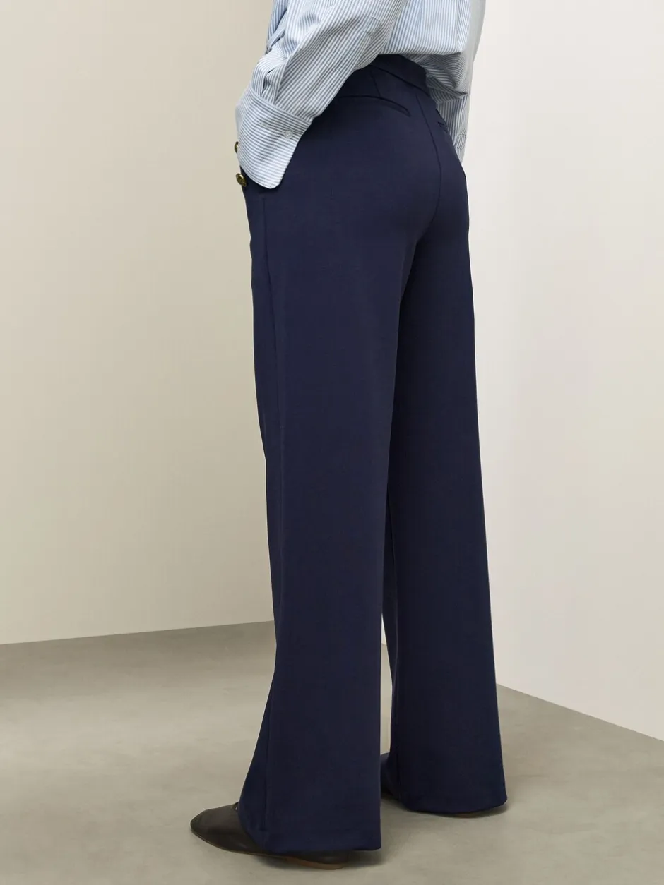 Kostuums En Werkkleding*Next - Ponte Broek met Wijde pijpen en goudkleurige knoopdetails Donkerblauw