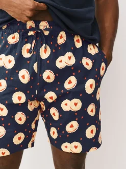 Pyjama's|Loungewear*Next Donkerblauw - Printed Short Sleeve Jersey Pyjamas Set