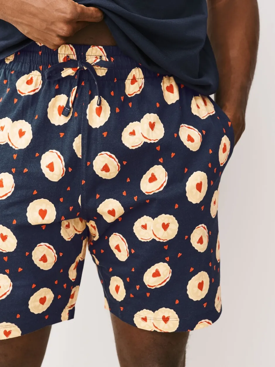 Pyjama's|Loungewear*Next Donkerblauw - Printed Short Sleeve Jersey Pyjamas Set