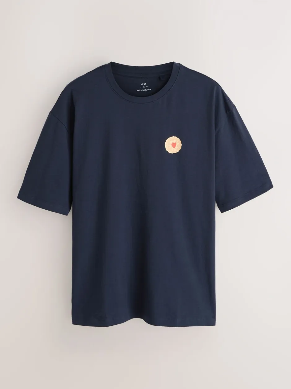 Pyjama's|Loungewear*Next Donkerblauw - Printed Short Sleeve Jersey Pyjamas Set