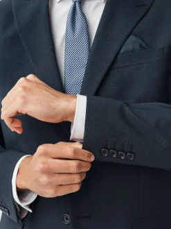 Blazers En Business-Jasjes|Pakken|Next - Regular fit Motionflex colbert met puppytooth-textuur Donkerblauw