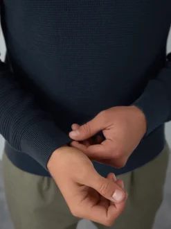 Gebreide Kleding|Next - Regular Fit getextureerde schijn-Oxford overhemdtrui Donkerblauw