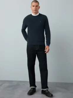 Gebreide Kleding|Next - Regular Fit getextureerde schijn-Oxford overhemdtrui Donkerblauw