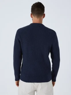 Gebreide Kleding|Next Donkerblauw - Regular Fit Aran Cable Knit Crew Neck Jumper with Wool
