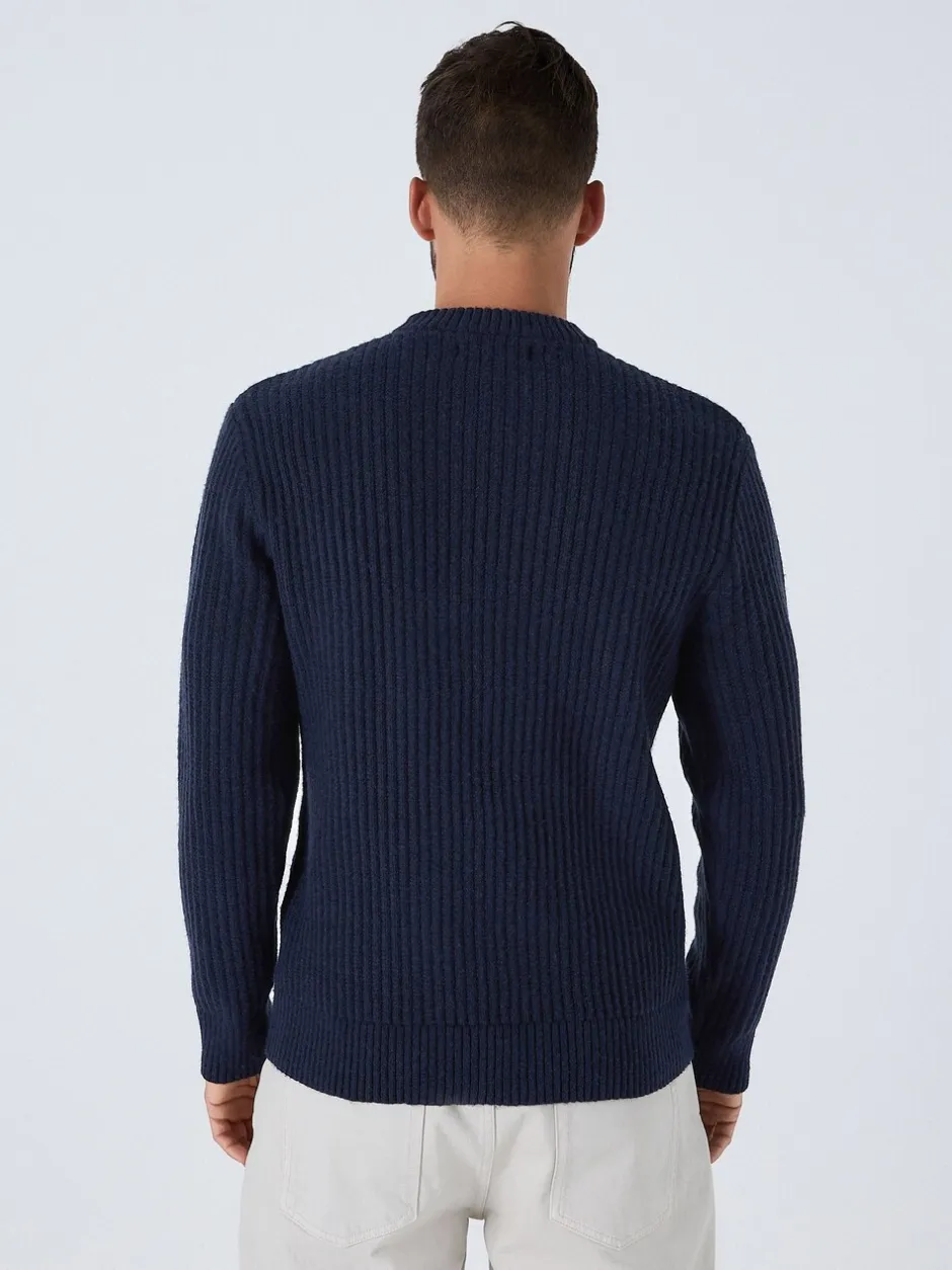 Gebreide Kleding|Next Donkerblauw - Regular Fit Aran Cable Knit Crew Neck Jumper with Wool