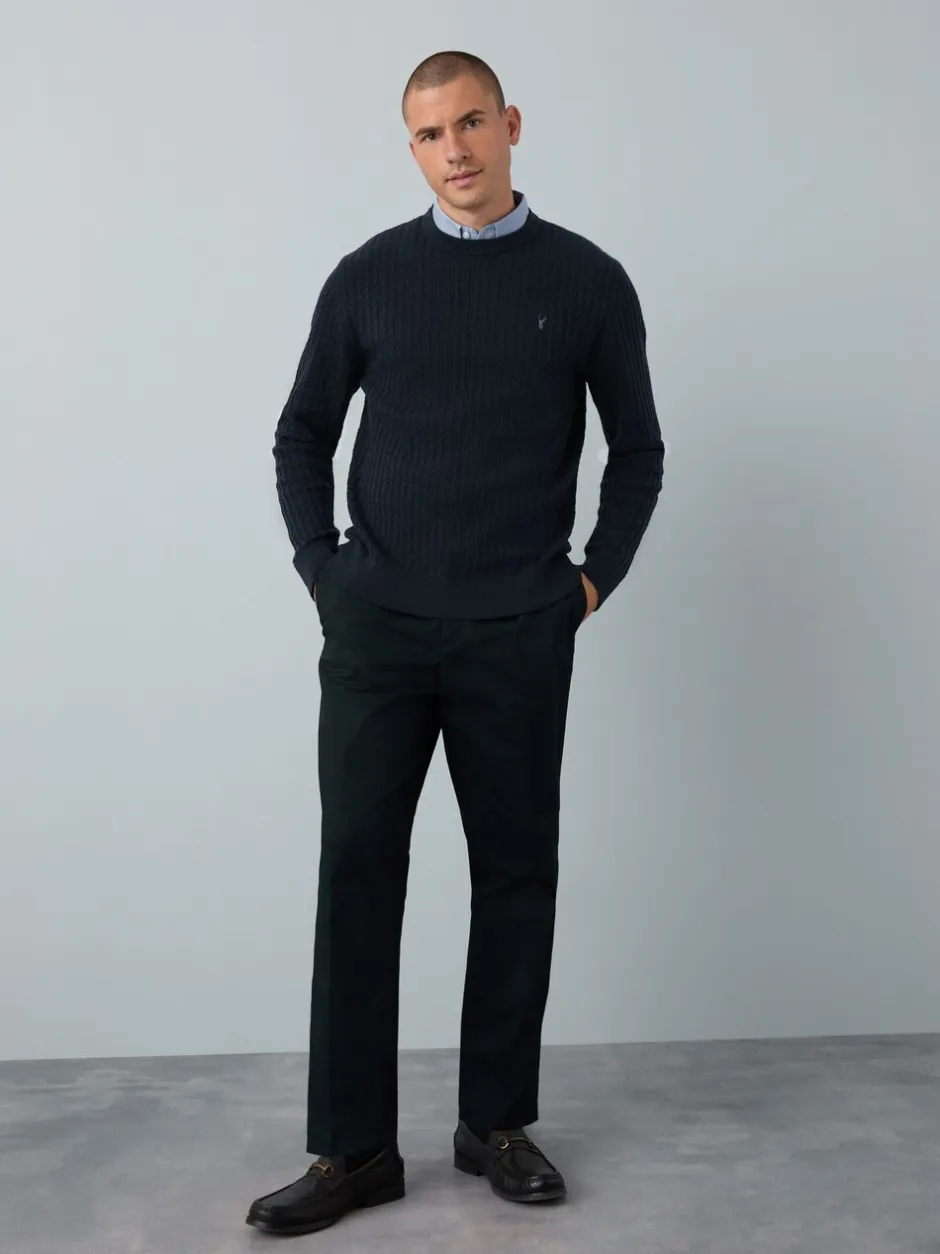 Gebreide Kleding*Next Donkerblauw - Regular Fit Mini Cable Mock Shirt Jumper