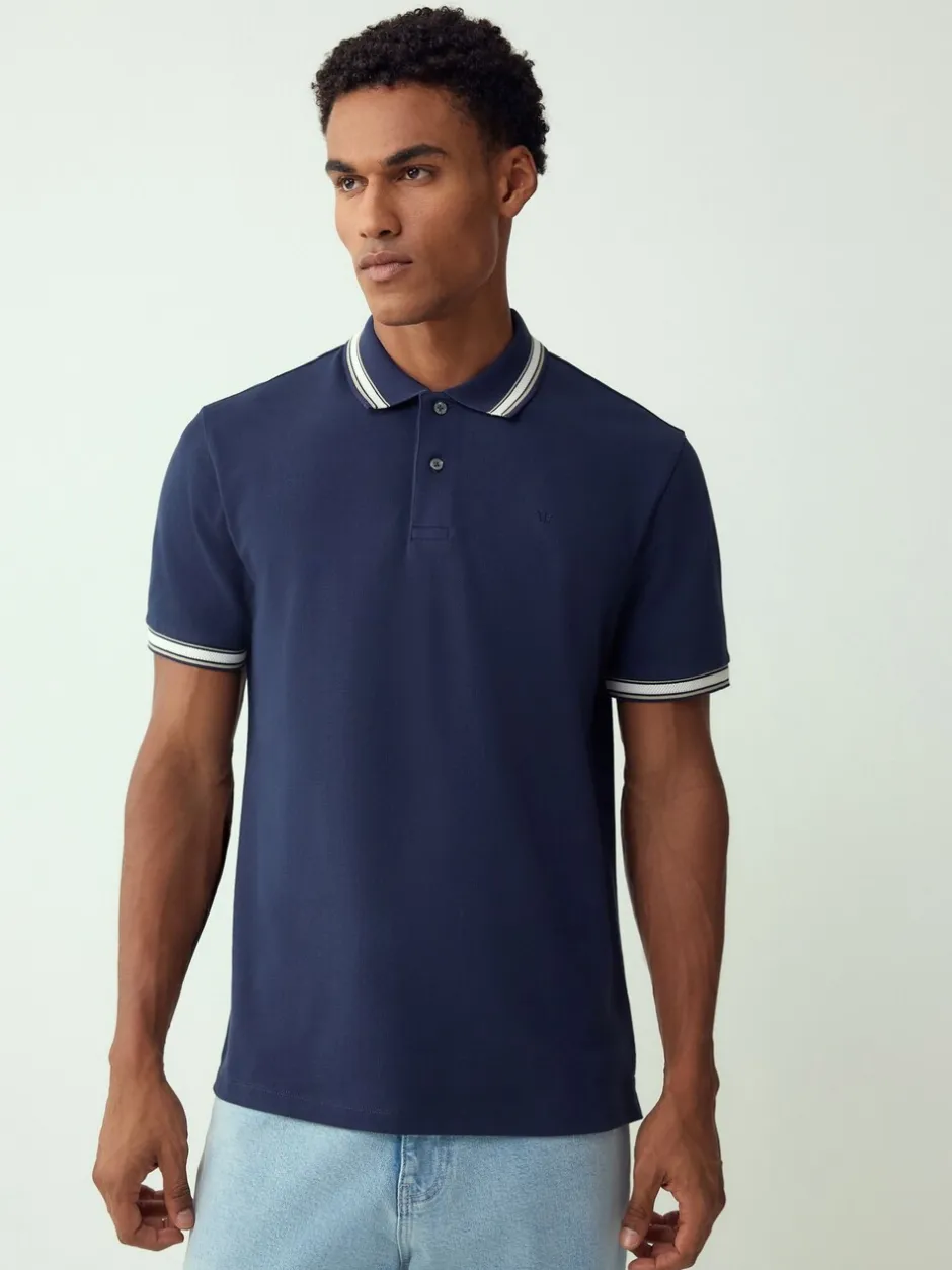 Poloshirts*Next Donkerblauw - Regular fit poloshirt met korte mouwen en contrasterende randen